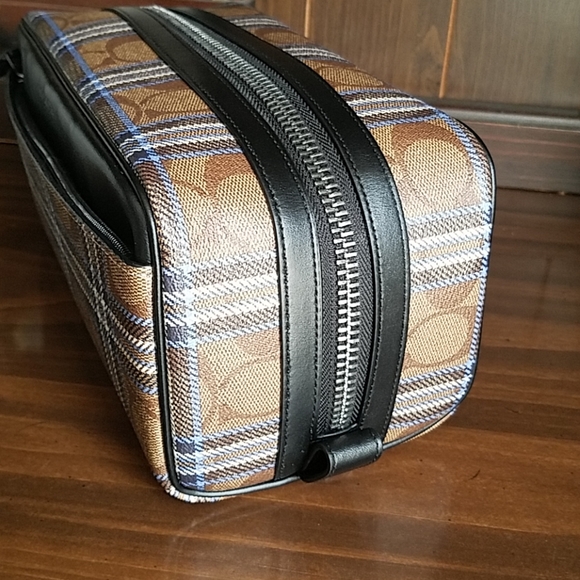 Coach Men's Signature Dopp Kit Shirting Plaid - Picture 3 of 6